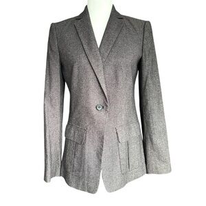 Ann Taylor Blazer Size 4 Wool Blend Academia Classic Old Money Gray Work Career